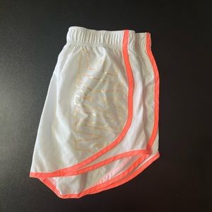 Nike White/Coral Dri Fit Running Shorts, Small